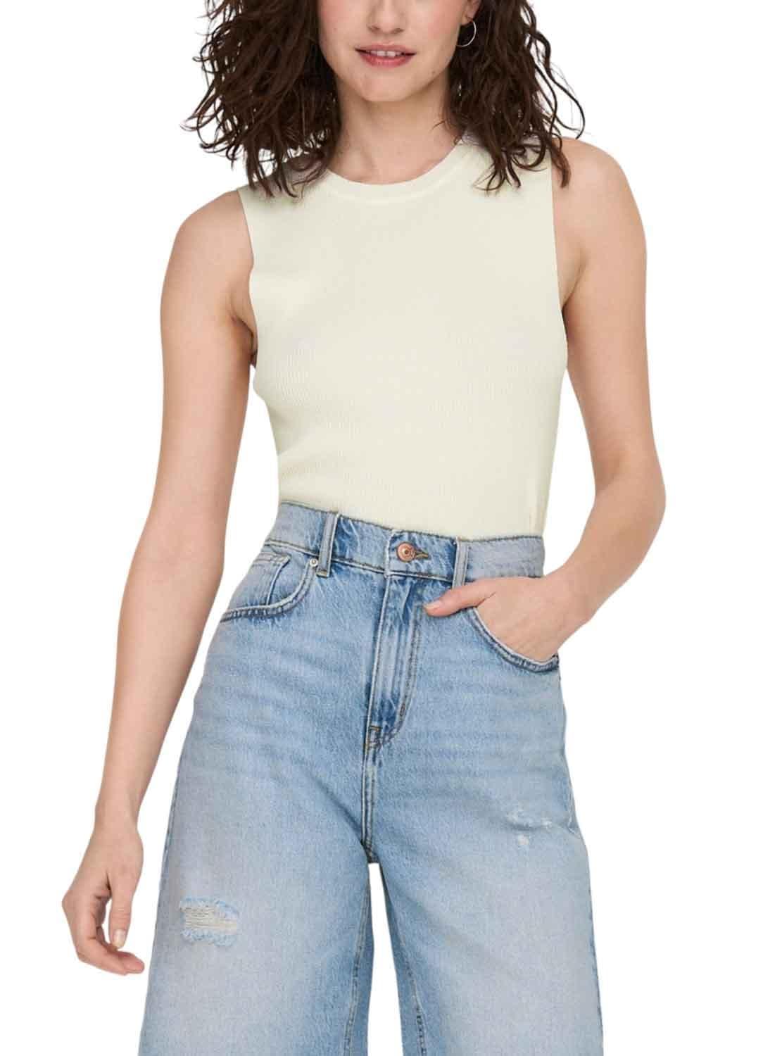 ONLY Women's Onlmajli S/L Top KNT Noos, Cloud Dancer, M