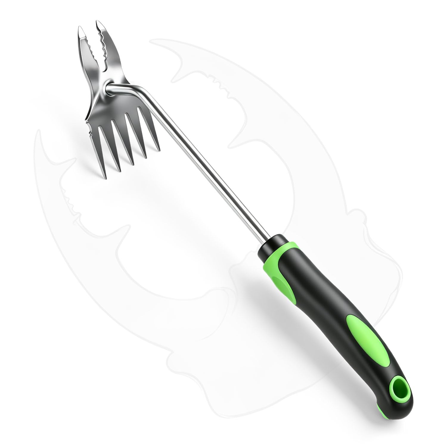 SYHZC Hand Weeder Tool, 2-in-1 Weed Puller for Deep Root Removal, Stainless Steel Weed Remover with Ergonomic Non-Slip Handle for Dandelions, Lawns, Flower Beds and Borders, (5-Tine)