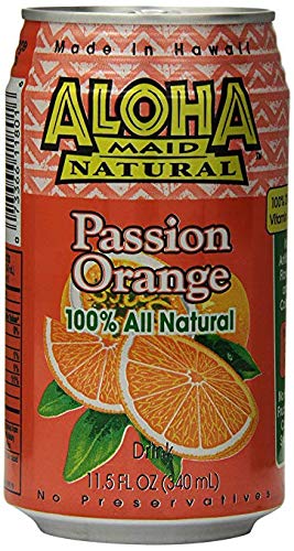 CASE OF 24 - ALOHA MAID 100% ALL NATURAL JUICE DRINK, MAKE IN HAWAII (PASSION ORANGE)