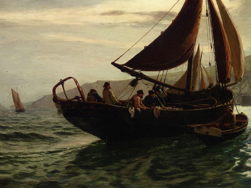 Tableau de décoration murale le chalutier de Charles Napier Hemy toile d'art 60x90cm