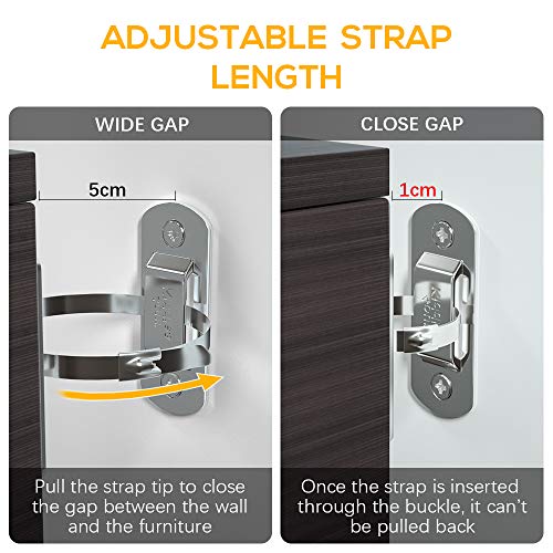 Furniture Straps (10 Pack) Furniture Anchors for Baby Proofing, Anti Tip Furniture Kit Earthquake Wall Straps Prevent Furniture From Tipping Over for Baby and Pet Safety - Thumbnail 6