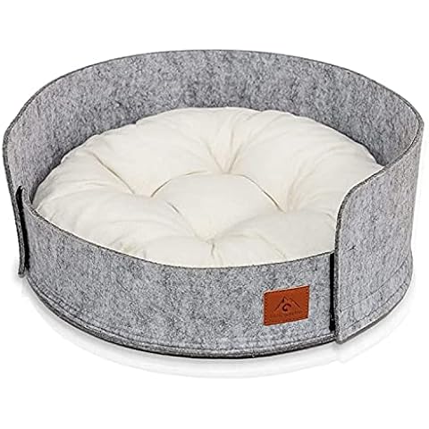 Pfotenolymp® Cama para gatos con cojín de algodón y pared de fieltro elevada para mayor seguridad Cover