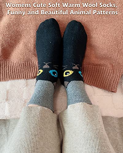 Image of IIG Cute Warm Wool Socks for Women Super Cozy Thick Crew Winter Socks Gifts, 5 Pairs