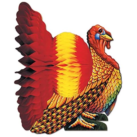 Beistle Colorful Tissue Turkey Centerpiece Cover