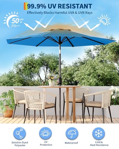 7.5FT Outdoor Patio Umbrella, Outdoor Table Umbrella, Market Umbrella With Push Button Tilt and Crank, 6 Sturdy Ribs UV Protection Waterproof for Garden, Deck, Backyard, Pool,Navy Blue