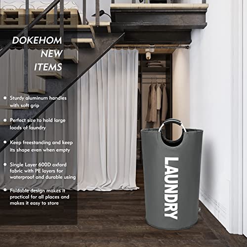 Dokehom 90L Large Laundry Basket, Collapsible Laundry Bag, Freestanding Tall Clothes Hamper, Foldable Washing Bin (Dark Grey) #TOP1