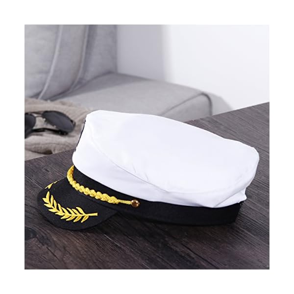 Luoem adjustable yacht captain's hat sailors sea cap navy captain hat adult sailor cosplay costume accessory (white) - image 9