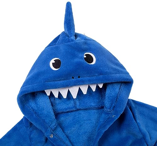 Kids Boys Girls Shark Soft Hooded Bathrobe Toddler Robe with Animal Hood3