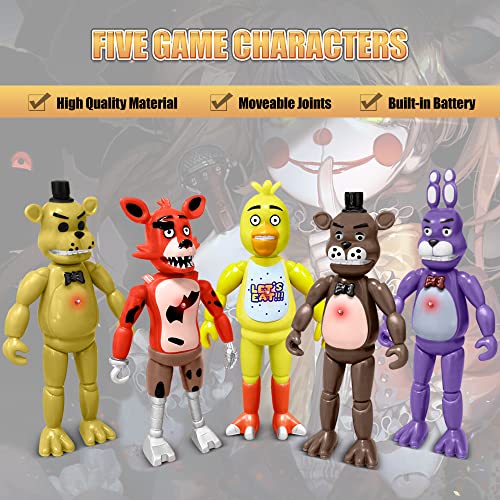 Minaso Action Figures Set, 5 Pcs Action Figures Toys, 5.5 Inches Movable Joints Collectible Toys Set With Light For Toys Dolls Gifts Cake Toppers #TOP2