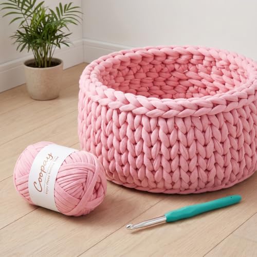 Image of Coopay 6 Pack T-Shirt Yarn for Crocheting, 600g Thick Elastic Fabric Yarn