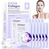 12 Piezas Collagen Mask, Mascarilla Facial Colageno Skin Care, Hidratantes Mask, Mascarilla de cuidado diario, Calmante mascarilla, Hidrata la piel, Para Hombres y Mujeres