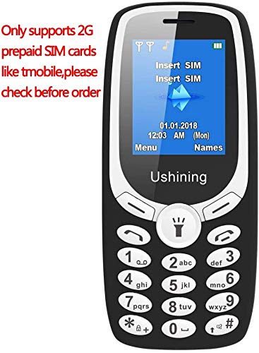 Ushining 2G Senior Unlocked Feature Phone T-Mobile GSM Cell Phone Dual Card Dual Standby Unlocked Cell Phone Easy to Use Basic Phone (Black)