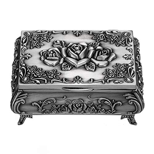 Hipiwe Vintage Metal Jewelry Box Small Trinket Jewelry Storage Box For Rings Earrings Necklace Treasure Chest Organizer Antique Jewelry Keepsake Gift Box Case For Girl Women (Small) #TOP5