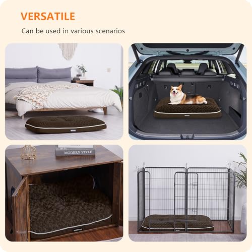 HMTOPE Orthopädisches Hundebett, Hundematte im Doppelstock-Design, Waschbar Hundekissen, Abnehmbar Hundekorb, 90 cm für Kleine bis Mittelgroße Hunde, Braun
