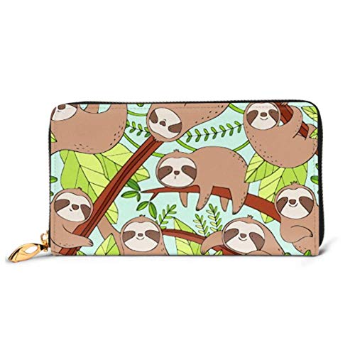 Preisvergleich Produktbild JHGFG Mode Handtasche Reißverschluss Brieftasche Big PosterNette Faultier Cartoon Charaktere Telefon Kupplung Geldbörse Abendkupplung Blocking Leder Brieftasche Multi Card Organiz