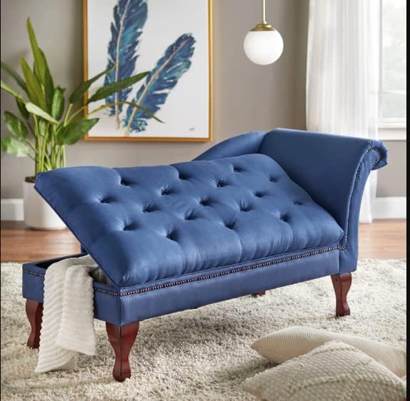 Image of Velvet Luxury Box Storage Couch 140 x 63 x 71 cm (Blue)