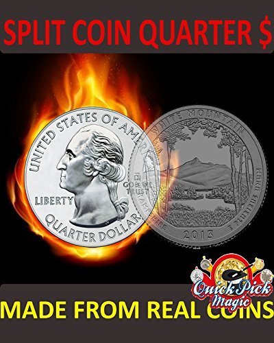 Magic Quarter Dollar Split Coin / US 25 Cent Split Coin Magic / Coin Thru Bag / Clone Coin