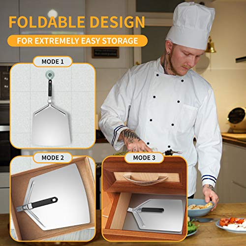 Large Pizza Peel 16 inch | DWTS Pizza Peel Extra Large Pizza Paddle Stainless Steel with Folding Handle for Indoor and Outdoor Pizza Oven.