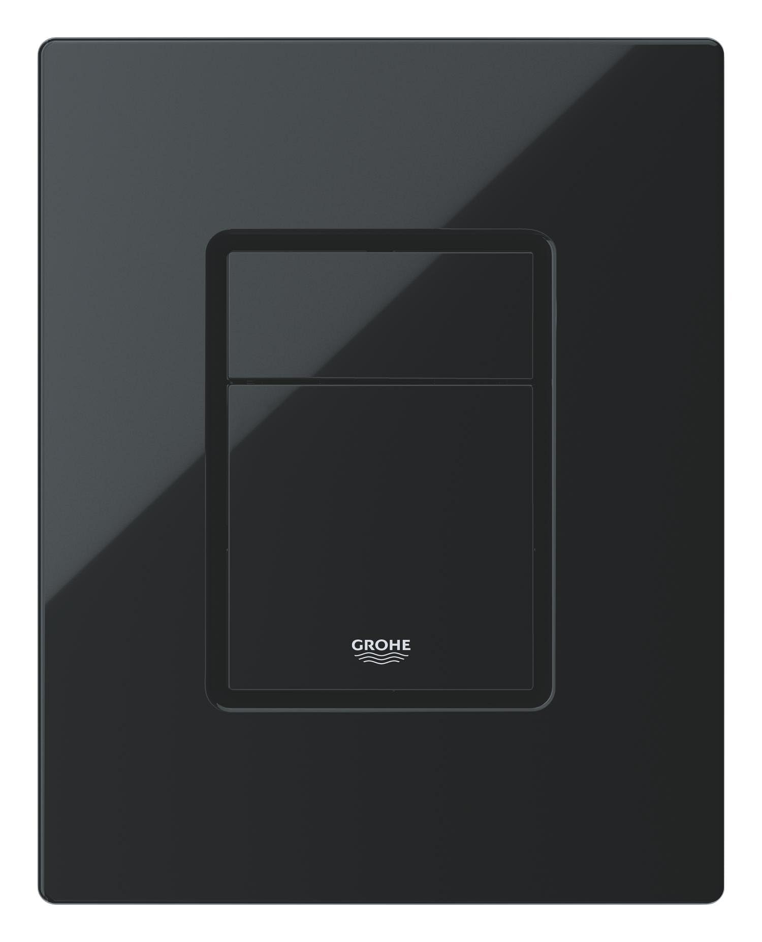 GROHE Even Plaque de Commande, Double Touche Interrompable, Economie d'Eau, Montage Horizontal ou Vertical, ABS, Glossy Black, 38966Kv0