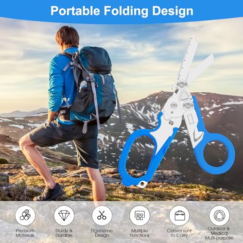 Image of 6-in-1 Heavy-Duty Emergency trauma shears|Folding Emergency Shears| | Multifunctional Life-Saving Tool|Suitable for Emergency Rescue|Outdoor Exploration|DIY Construction and Maintenance|