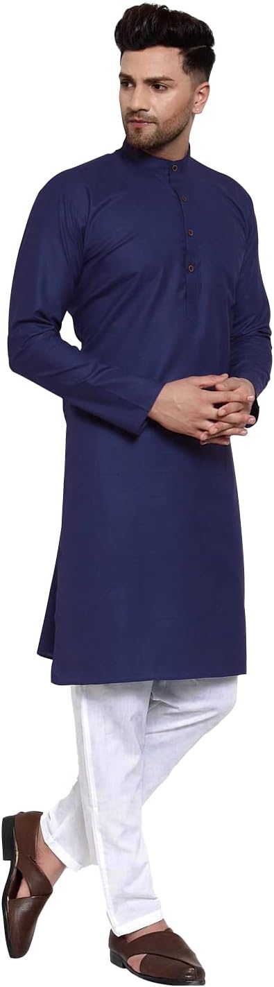 Enmozz® Multi Colored Cotton Plain Men's Ethnic Kurta Only