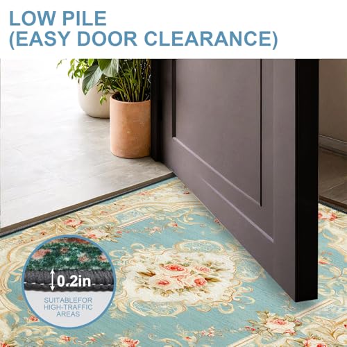 Tapete decorativo floral rosa 60x90 cm lavable antideslizante miniatura 3