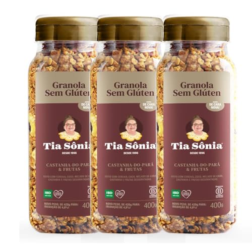 Kit 3 Granola Sem Glúten Vegana Castanha 400g cada Tia Sônia