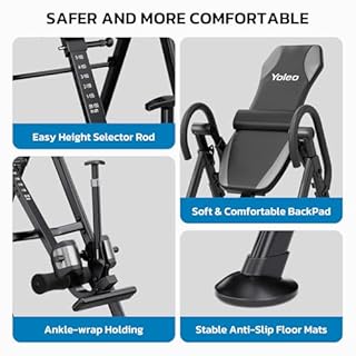 YOLEO Gravity Inversion Table for Back Pain Relief 2026 New Inversion Table w/Lumbar Support Easy to Assemble Back Stretcher Machine 300 lbs (Grey)