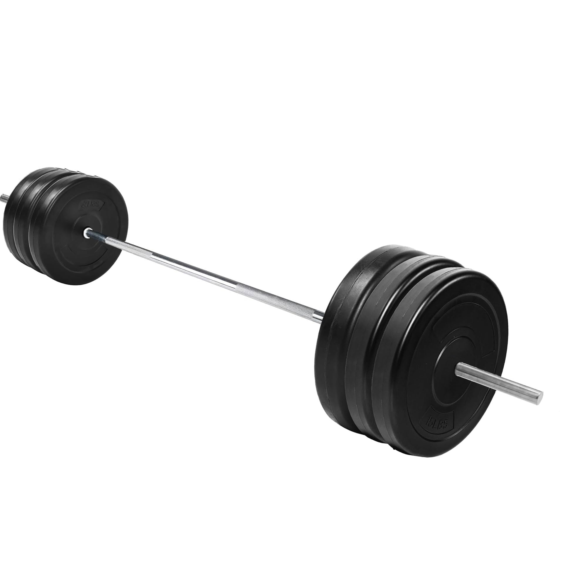 Photo 1 of **MISSING BARBELL**Fitvids Vinyl Standard 1-Inch Weight Plates Set with 5FT Standard Bar for Strength Training and Weightlifting, 110 LBS