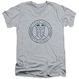 Power Rangers Angel Grove Hs Unisex Adult V-Neck T Shirt for Men and Women, Large Athletic Heather