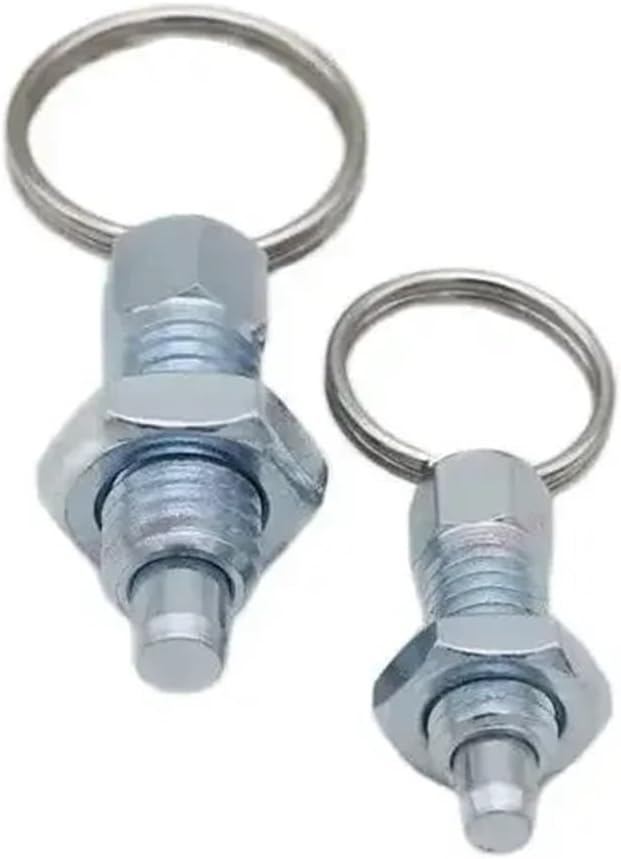 Tie Ring Spring Plunger pins 5PCS Carbon Steel M6 M8 M10 M12 Non Locking Type Retractable Pull Spring Plunger with Lift Ring Index Plunger Pins Zinc Plated(M8-5)