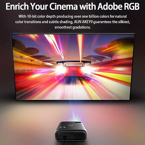 Image of Aun Akey9 Android Full Hd 1080p Projector a Native 1920x1080 Pixel Resolution 8,200 Lumens || Akey9s Pro Projector with USB, Av Etc Connectivity for Home /Office /School Use (Black)
