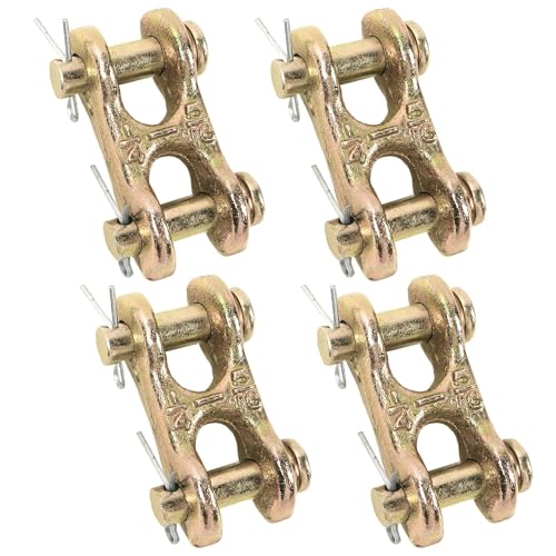 Terixe 5/16 Inch Safety Chain Repair Link 4 Pack, G70 Alloy Steel Double Clevis Chain Connector Link, 5/16 Inch Twin Clevis Link for Safety Chain Link Repair, 3900 lbs Working Load Chain Connectors