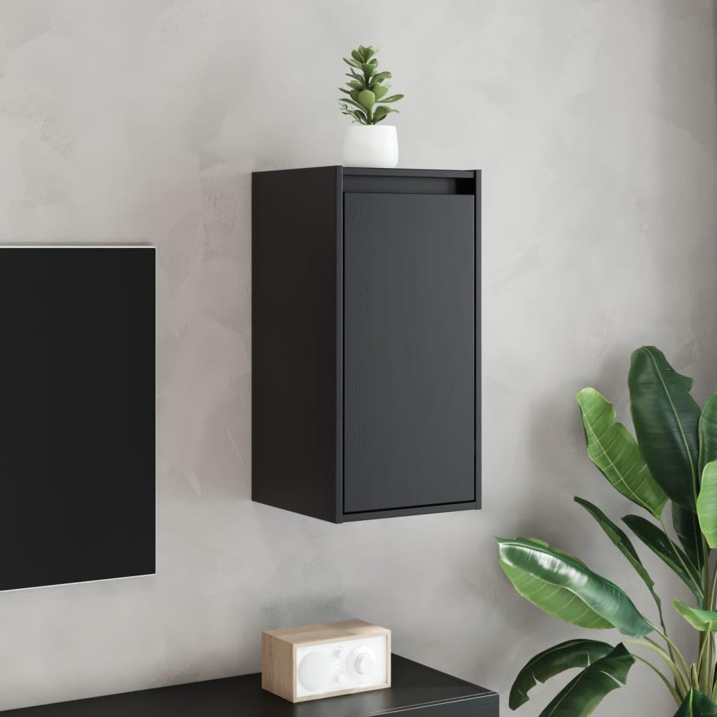 Armoire murale noire en pin massif au design suspendu noble pour intérieur chic