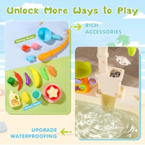 IPLUSO 2026 Upgraded Water Table for Toddlers 3+, Water Table for Kids Ages 4-8 with Pump, Play Sink with Running Water, Kitchen Sink for Toddlers, Fishing Game and Outside Sensory Toy (Red) — view 4