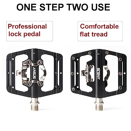 MTB Mountain Bike Pedals Bicycle Flat Platform Compatible with SPD Mountain Bike Dual Function Sealed Clipless Aluminum 9/16" Pedals with Cleats for Road MTB - Image 2
