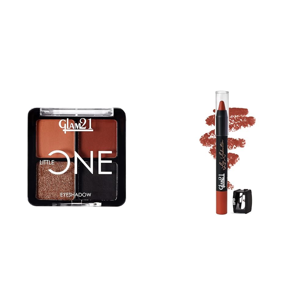 Glam 21 Little One 4-in-1 Eyeshadow Palette Ultra pigmented, |Artist Love-01 Lip Seduction Non- Transfer Crayon Lipstick| Lightweight & Longlasting|Creamy Matte Formula - 2.8gm|Expresso-18 (Matte)-image-42
