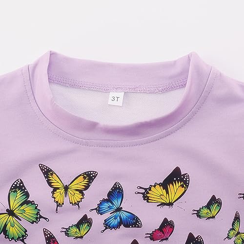 Girls Fall Winter Outfits Cartoon Animal Long Sleeve Crewneck Sweatshirt Top+Sweatpant 2 Piece Clothing Set 3-9T4