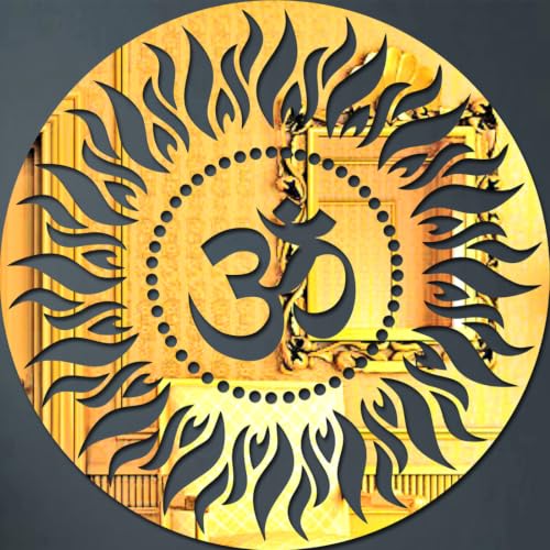 Image of Bikri Kendra - Mandala Om wall Mirrors Stickers for Hall Living Room Bedroom Kids Room Home Office 3D Acrylic wall Stickers (Golden6)