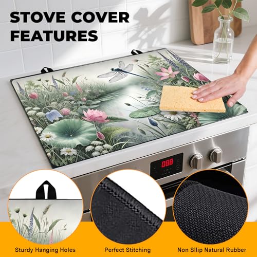 Image of Stove Top Cover for Home Decoration Kitchen Pad Washable Cooktop Covers Countertop Stove Protector Mat for Home Kitchen Cooktops (dragonfly, 28 inchx20 inch)