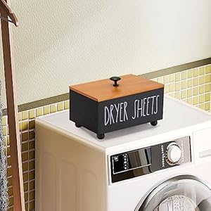 Dryer sheet box with lid dryer sheet holder dispenser container laundry room decor wood box for laundry room organization gift storage dryer sheets fabric sheet dryer balls black  urban country home decor