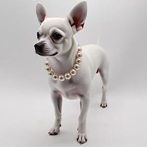 0.55 inch Big Pearl Dog Collar,Suit for Medium Large Dog,Occasions and Garden Party,Strong Stainless Steel Wire Rope,Elegant Exquisite Adjustable Dog Pearl Necklace