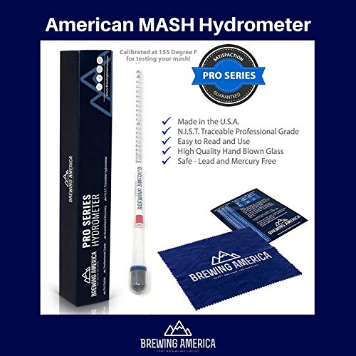 American-Made Beer Mashing Hydrometer Calibrated at 155 Degrees Fahrenheit - Specific Gravity Pro Series Brewing Triple Scale - Brew Better All Grain Beer - Thumbnail 2