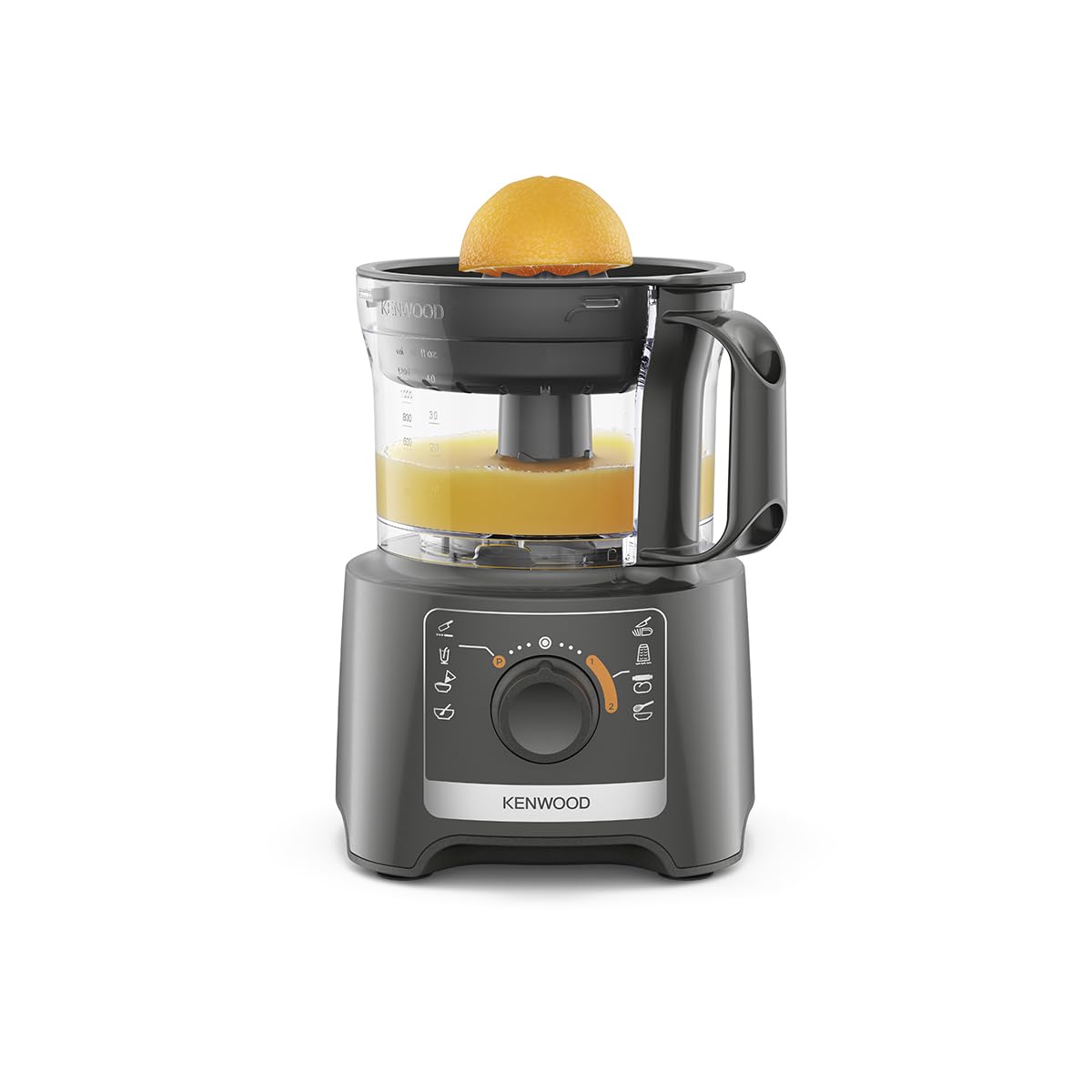 Kenwood MultiPro Compact FDP31.360GY wielofunkcyjny robot kuchenny z ostrzem do blendera, tarczą do wyrabiania ciasta i krojenia, wyciskarką do cytrusów, blenderem 1,2 l, 2 prędkościami + pulsem,