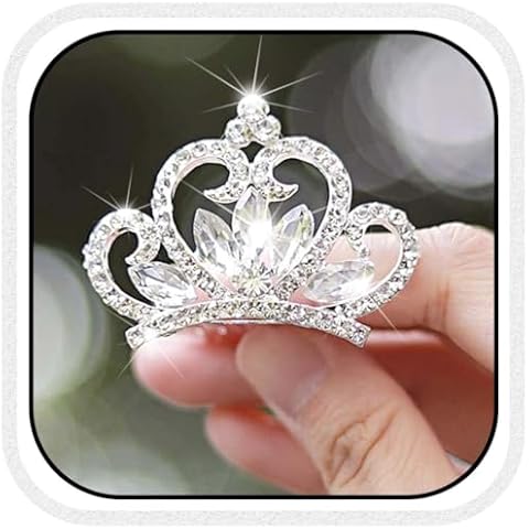 Yean Princess Crown Comb Mini Crystal Rhinestone Silver Tiara Flower Hair Comb for Birthday Party and Girls (Silver) Cover