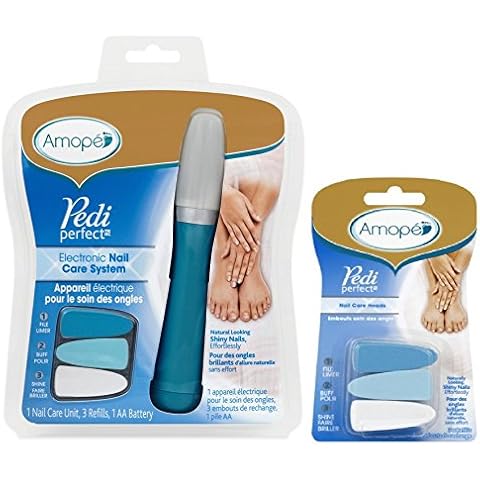 Amope Amopé Pedi Perfect Care System-Electronic Manicure/Pedicure Tool-File, Buff, Shine Nails with Extra Refill kit Cover