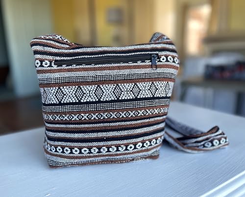Image of Small Aztec Messenger Bag - Handmade Woven Hippie Hobo Shoulder Handbag - Ikat Tribal Sling Purse for Women