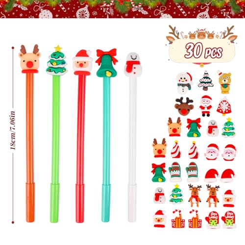 VEYLIN Set de 30 bolígrafos de gel navideños miniatura 3