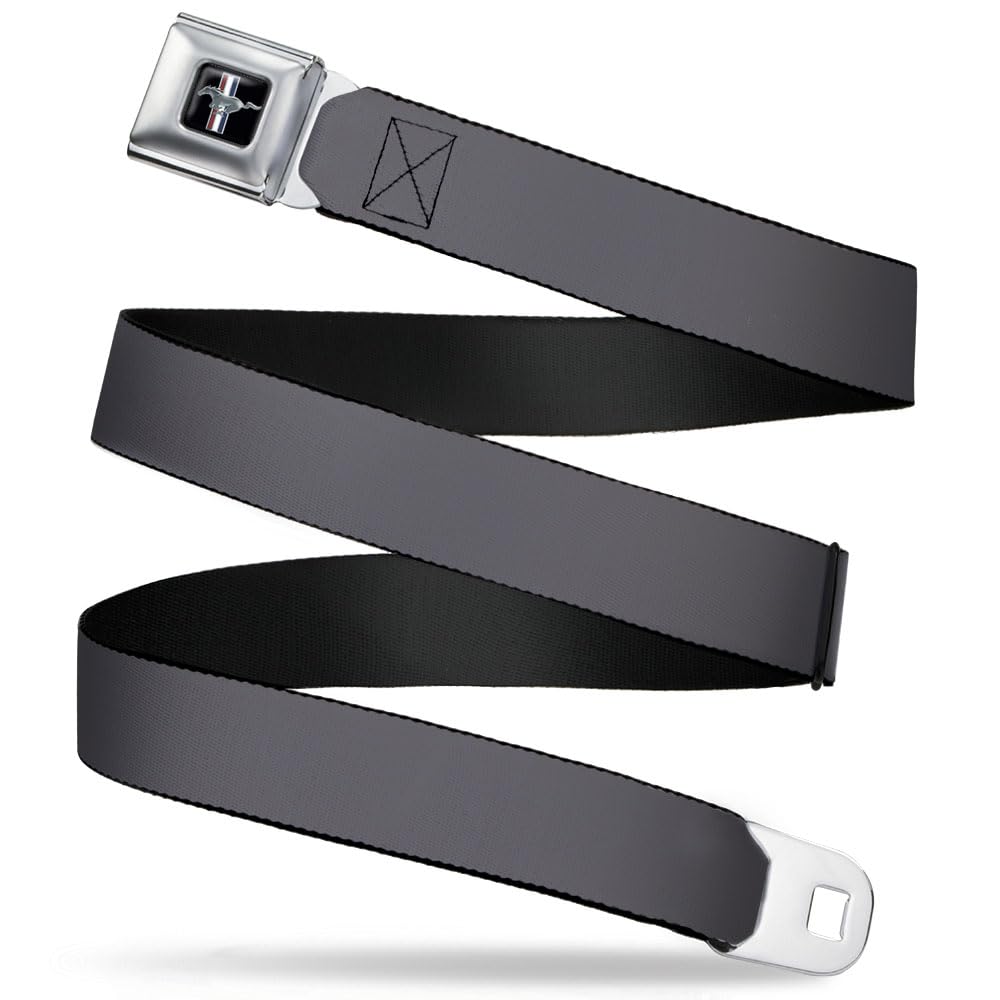 Ford Mustang Seatbelt Belt - Charcoal Webbing, Grey, 1.5" Wide - Fits Pant Size 32-52
