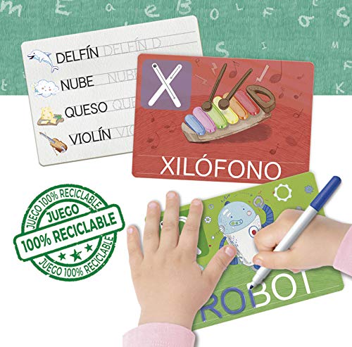 Educa, Aprender es Divertido, Primeras Escrituras, Juego Educativo para niños a Partir de 4 años Donde aprenderán practivando el Trazo escribiendo cenefas, Letras y Palabras, (18700)